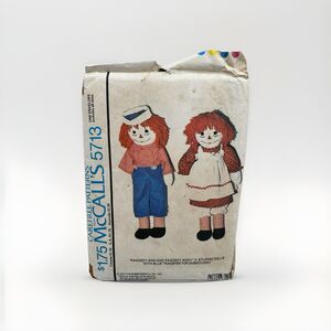 McCall's Pattern 5713 Raggedy Ann Andy Stuffed Doll 1977 Vintage Clothes